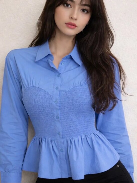 easel Tops - NWT: Easel Smocked Button Down Shirt